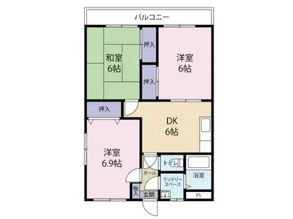 ルミエール小網代(3DK/3階)の間取り写真