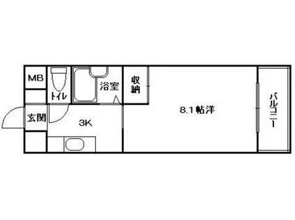 カーサ幸(1K/2階)の間取り写真