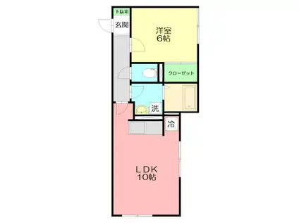 ハイアット湘南(1LDK/3階)の間取り写真