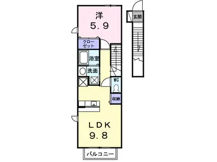 ビレッジコート・ピュア・ノース(1LDK/2階)の間取り写真