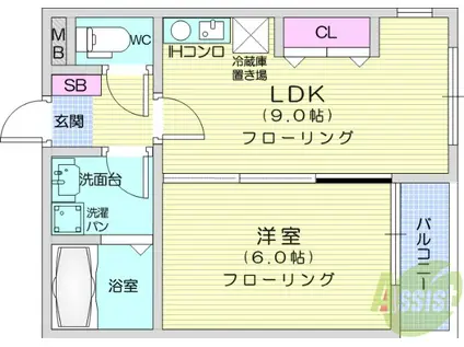 カーサプリメーラ(1LDK/3階)の間取り写真