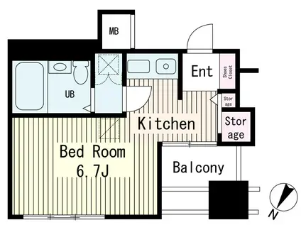 ファミール日本橋浜町公園(1K/2階)の間取り写真