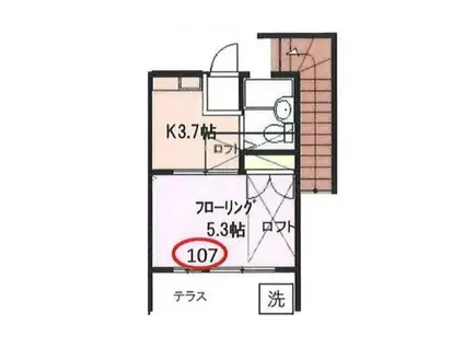 レオパレス21上小町第2(1K/1階)の間取り写真