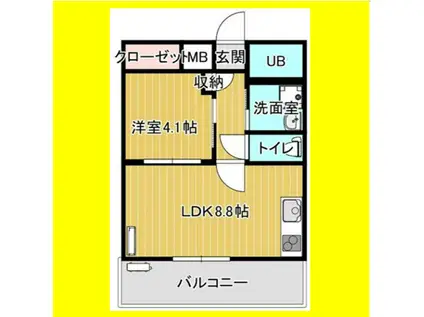 サンシャイン大和(1LDK/3階)の間取り写真