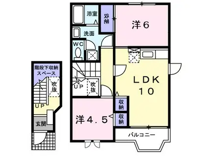 ルミエールA(2LDK/2階)の間取り写真