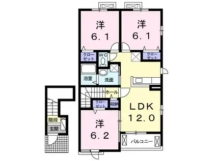 ファーストスターII(3LDK/2階)の間取り写真