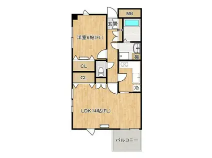 ELM-M3(1LDK/3階)の間取り写真