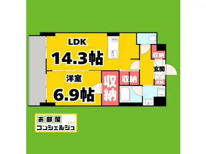 エルミタージュ新栄(1LDK/7階)の間取り写真