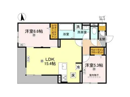 ARMOJOUR(2LDK/1階)の間取り写真