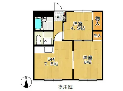 共和フラワーマンション(2DK/1階)の間取り写真