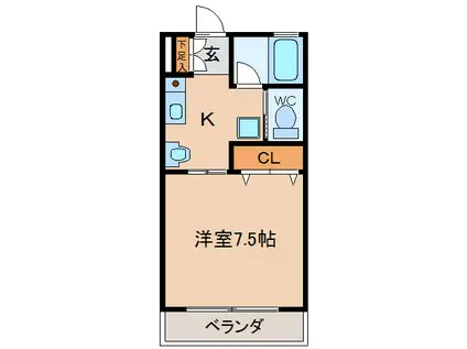 ローズマリーA・B(1K/1階)の間取り写真