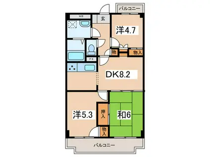 ファインクレスト(3DK/3階)の間取り写真