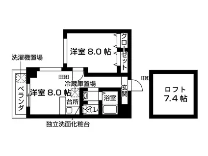 カサ・ロマ(1LDK/5階)の間取り写真