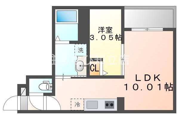 JACK HACHIMANIII(1LDK/3階)の間取り写真