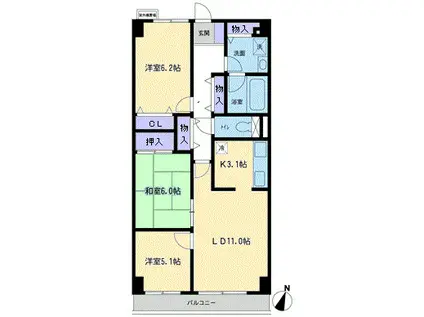 ベルグランデ(3LDK/7階)の間取り写真