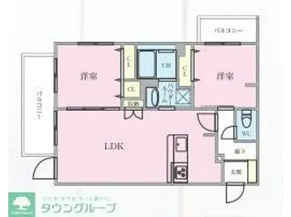 THE MANOR KYODO(2LDK/1階)の間取り写真