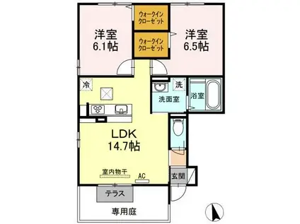 プティ ボヌール A・B(2LDK/1階)の間取り写真