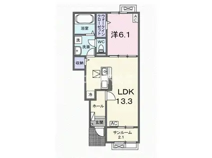 ジュピターII(1LDK/1階)の間取り写真