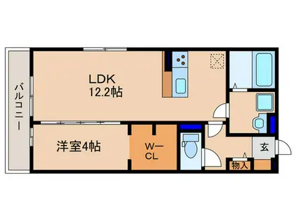 D-ROOM平井B棟(1LDK/3階)の間取り写真