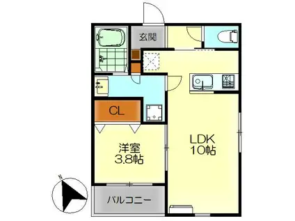M・テラス吉浦新町II(1LDK/1階)の間取り写真