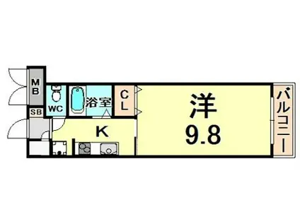 ウィステリアII(1K/3階)の間取り写真