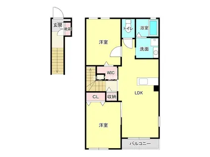 フランネル(2LDK/2階)の間取り写真