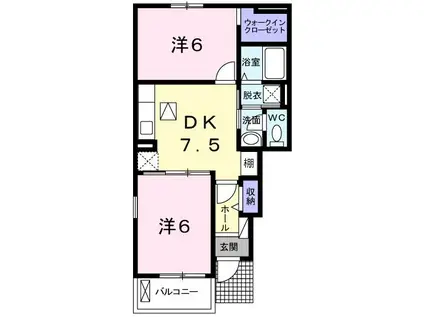 メゾン・ド・リアンVII(2DK/1階)の間取り写真