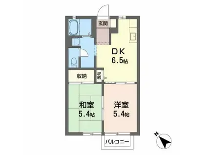 エクセルワタリ(2DK/1階)の間取り写真