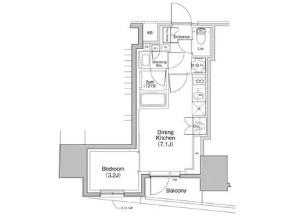 ザ・パークハビオ大森町(1DK/7階)の間取り写真
