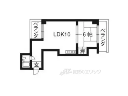 新橋ハイツ(1LDK/4階)の間取り写真