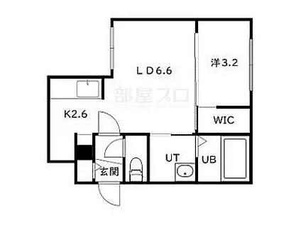 モデルノ発寒(1LDK/1階)の間取り写真