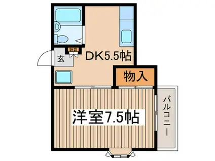 メゾンウェルストンIV(1DK/2階)の間取り写真