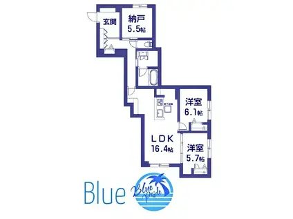 アコルデ弥勒寺(2SLDK/1階)の間取り写真