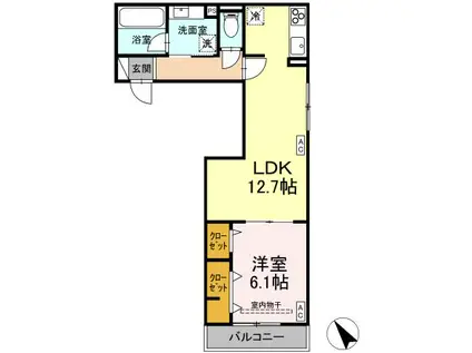 ディープレシャス立川高松町(1LDK/2階)の間取り写真