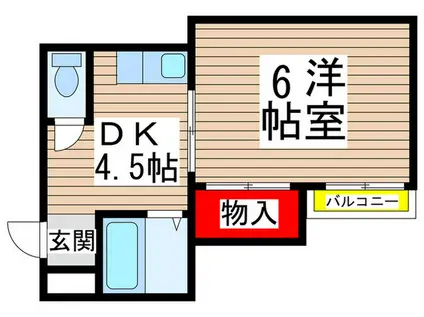 カメハウス(1DK/2階)の間取り写真