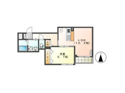 イーストガーデン(1LDK/2階)の間取り写真