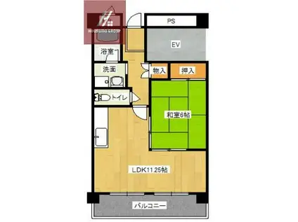 ノーブルハウス関井(1LDK/5階)の間取り写真