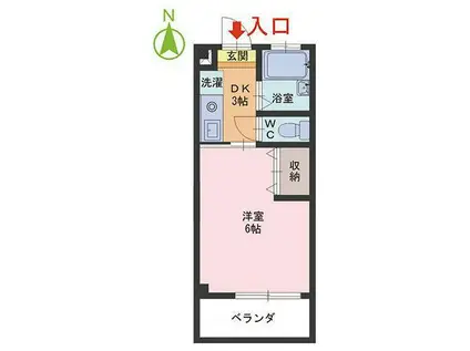 AMI-III(1DK/2階)の間取り写真