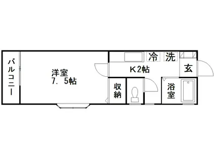 パレットハウス(1K/2階)の間取り写真