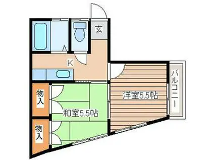 メゾン小松島(2K/1階)の間取り写真