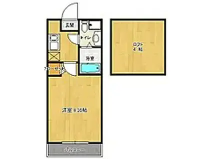 スクエア西大橋(1K/4階)の間取り写真