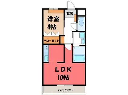 ボンヌール(1LDK/3階)の間取り写真