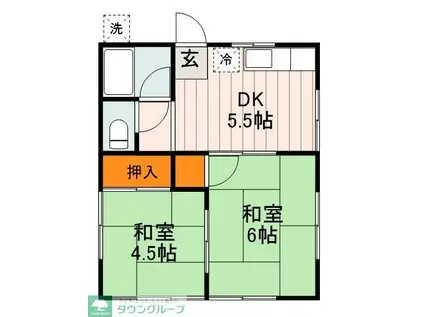 さつき荘(2DK/2階)の間取り写真