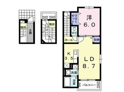 ノーブル中野(1LDK/3階)の間取り写真