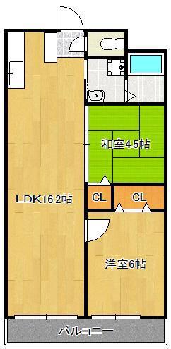田町ビル(2LDK/8階)の間取り写真