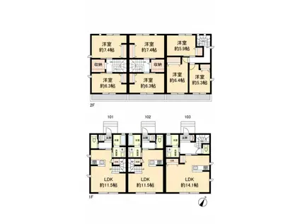 TAKECOURT(2LDK/1階)の間取り写真