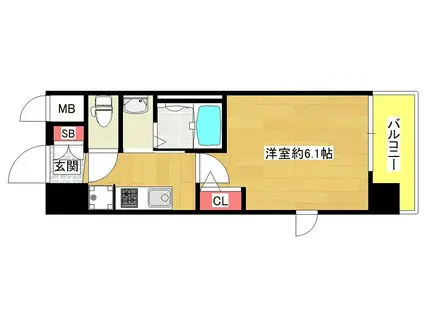 エステムコート難波ウエスト-SIDEVIグラッド(1K/3階)の間取り写真