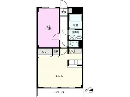 ライザ山一(1LDK/4階)の間取り写真