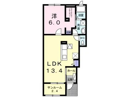 エターナル ヴィレッジ(1LDK/1階)の間取り写真