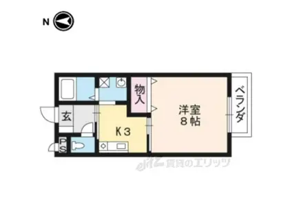 シャンティ宝ヶ池(1K/1階)の間取り写真